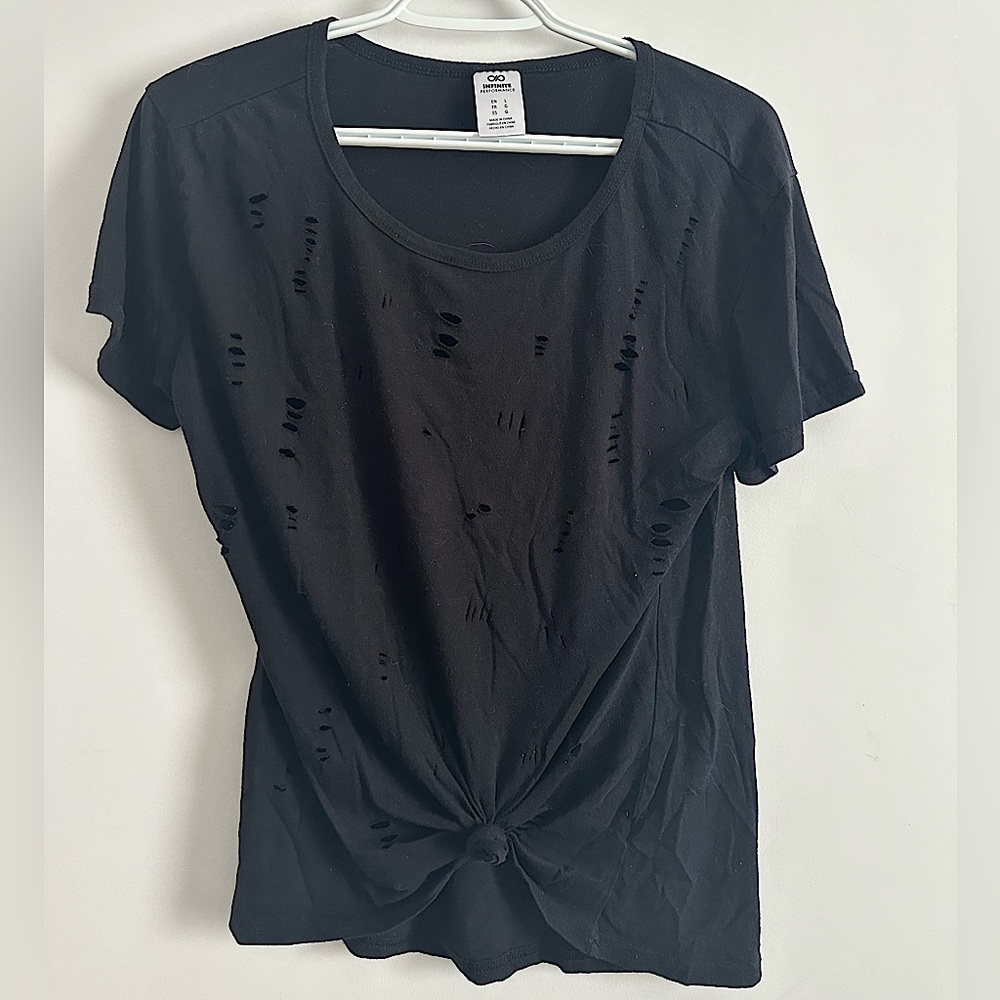 black t-shirt with holes, INFINITE